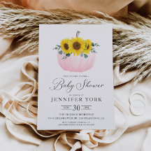 Calabaza de otoño y Baby Shower Chica de girasol