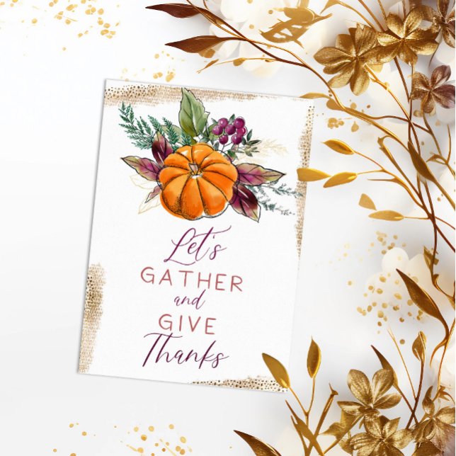 Invitación Calabaza de otoño y bayas "Reúnanse y den gracias" (Subido por el creador)