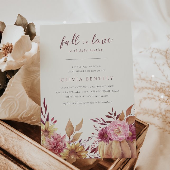Invitación Calabaza de otoño y flores silvestres caen en Baby (Subido por el creador)
