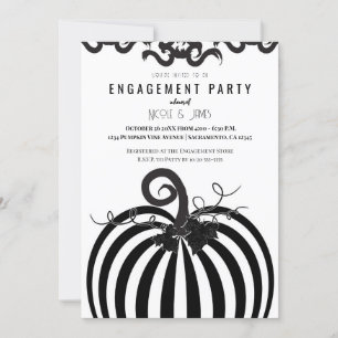 Invitación Calabaza de rayas blancas y negras Fiesta de compr