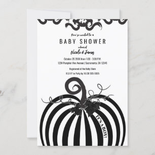 Invitación Calabaza de rayas negras y blancas Baby Shower de 