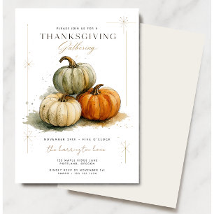Invitación Calabaza de reunión minimalista de Acción de Graci