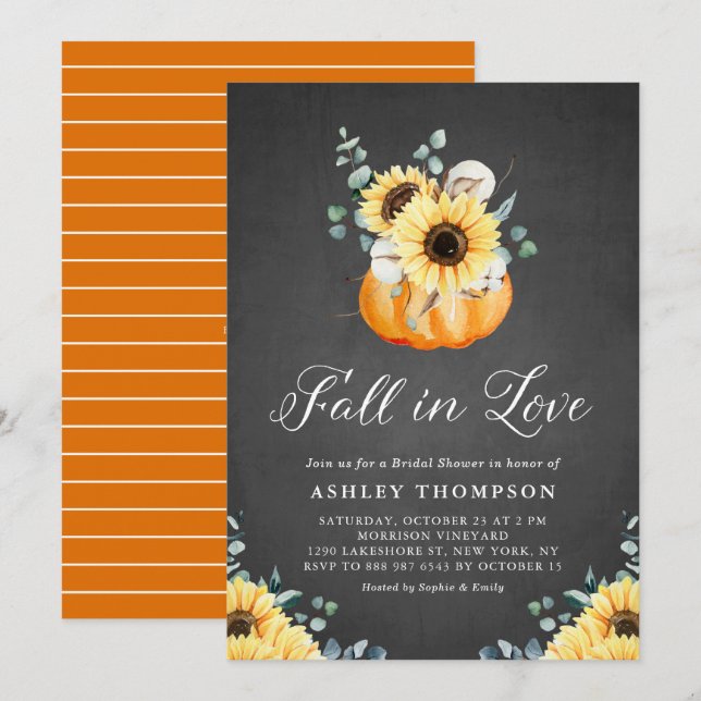 Invitación Calabaza de tablero de calderas y ducha de novia c (Anverso / Reverso)