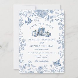 Invitación Calabaza de toile azul Cabaña francesa salva la fe