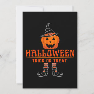 Invitación calabaza de truco o trato de halloween