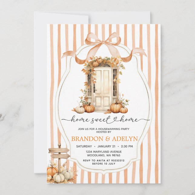 Invitación Calabaza de vaca de cinta Calentamiento hogar hoga (Anverso)