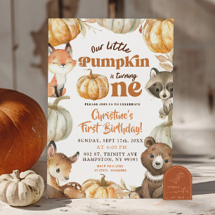 Invitación Calabaza del Bosque Cumple su Primer Cumpleaños