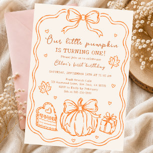 Invitación calabaza dibujada a mano doodle arco de otoño past