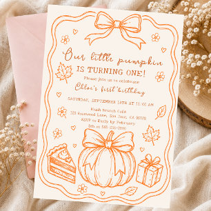 Invitación calabaza dibujada a mano doodle arco de otoño past