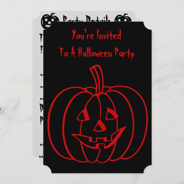 Invitación Calabaza divertida con cara recortada para Hallowe (Anverso / Reverso)