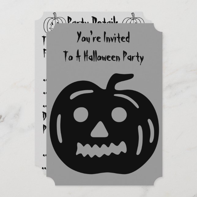 Invitación Calabaza divertida con la cara cortada para hallow (Anverso / Reverso)