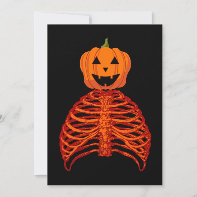 Invitación calabaza el esqueleto de Halloween  (Anverso)