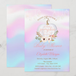 Invitación Calabaza elegante,Baby Shower holográfico floral
