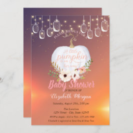 Invitación Calabaza elegante, luces, Baby Shower de textura f