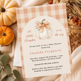 Invitación Calabaza en camino de caída a cuadros Shower de be