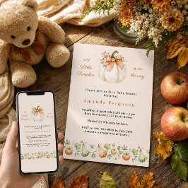 Invitación Calabaza en camino otoño crema Baby Shower