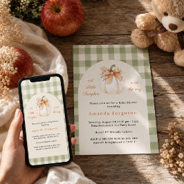 Invitación Calabaza en camino otoño salvia a cuadros Shower d