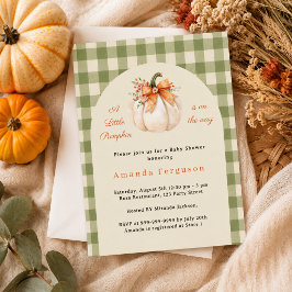 Invitación Calabaza en camino otoño salvia a cuadros Shower d