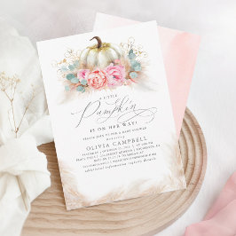 Invitación Calabaza en el camino - Chica Bebé ducha caída ros