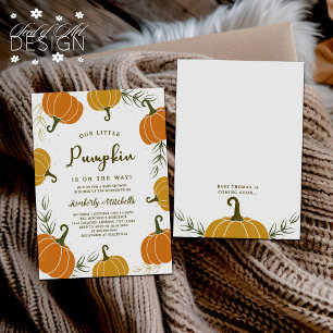 Invitación Calabaza en el camino hacia un Baby Shower neutral