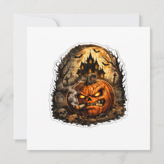 Invitación 🎃 Calabaza enojada de Halloween Pegatina | Espelu
