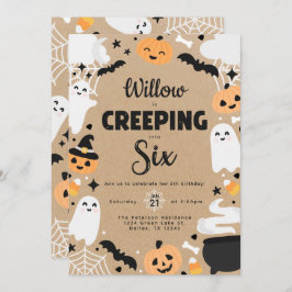Invitación Calabaza fantasma de Halloween 6ª fiesta de cumple