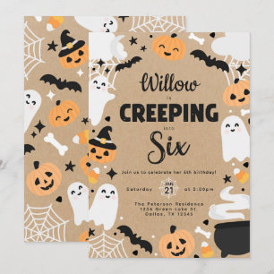 Invitación Calabaza fantasma de Halloween 6ª fiesta de cumple