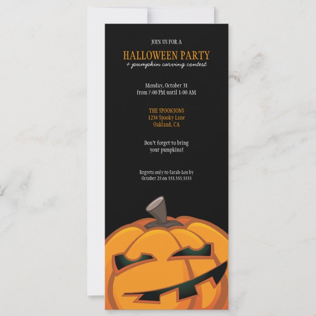 Invitación Calabaza fantasmagórica de Halloween que talla al (Anverso)