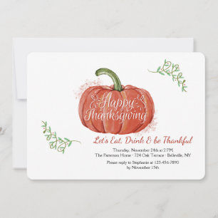 Invitación Calabaza feliz de Acción de Gracias