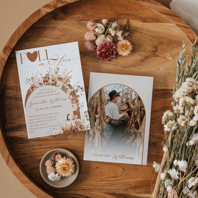 Invitación Calabaza Flor salvaje Boho Caída Foto Ducha de nov (Subido por el creador)