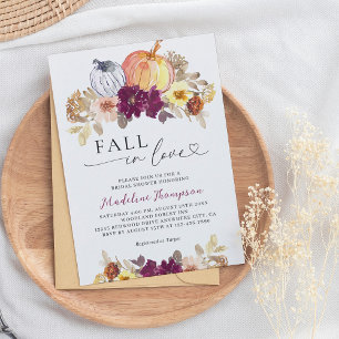 Invitación Calabaza floral cae en ducha de novias en el coraz