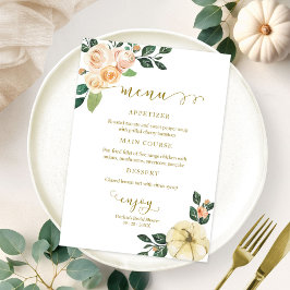 Invitación Calabaza Floral Caída Bridal Shower Menú Para Plac