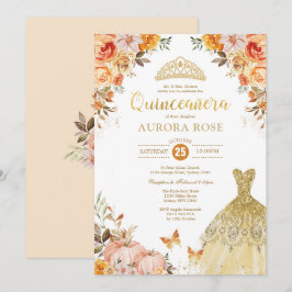 Invitación Calabaza Floral Caída Quinceañera Mis Quince Anos