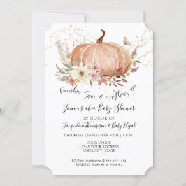 Invitación Calabaza Floral Caída Sage Green Gold Baby Shower