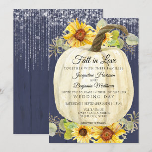 Invitación Calabaza Floral de Girasol Luces de Hadas de Mader