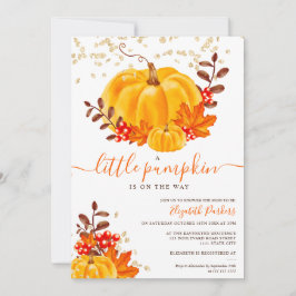 Invitación Calabaza floral de oro lindo acuarela de la ducha 