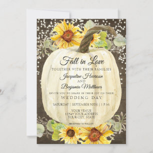 Invitación Calabaza Floral Girasol Rústico Luz Brillante Made