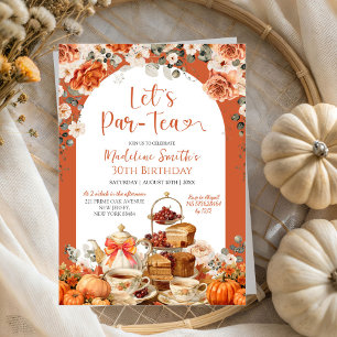 Invitación Calabaza floral otoñal Par Tea Fiesta de cumpleaño