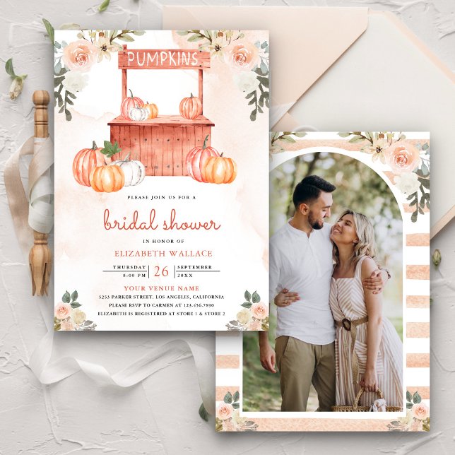 Invitación Calabaza Floral Peach mercado Foto Ducha de novia (Subido por el creador)