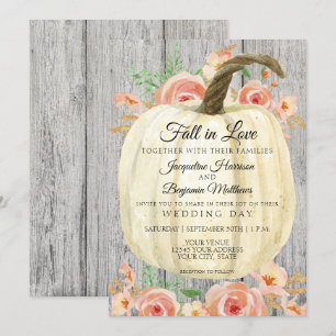 Invitación Calabaza floral rústica melocotón coral rosa en ma
