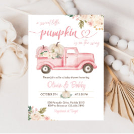 Invitación Calabaza Floral Vintage Camión Bebé Chica Ducha