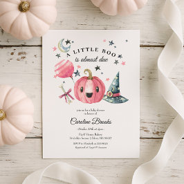 Invitación Calabaza Halloween Pequeño Boo Rosa Baby Shower
