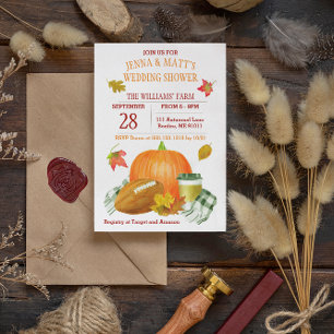 Invitación Calabaza Latte Fútbol Ducha de la boda negra