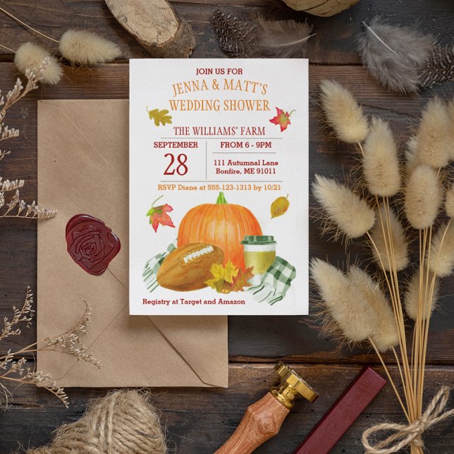 Invitación Calabaza Latte Fútbol Ducha de la boda negra (Subido por el creador)
