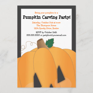 Invitación Calabaza linda fantasmagórica que talla al fiesta
