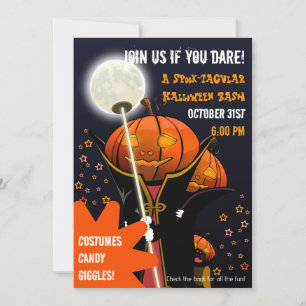 Invitación Calabaza Lunar Niño Vampiro Infantes Halloween