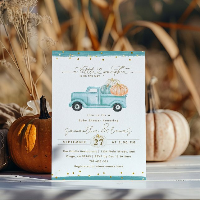 Invitación Calabaza Minimalista Caída Moderna Bebé Niño Ducha (Subido por el creador)