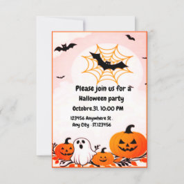 Invitación Calabaza moderna de Halloween y Fantasma