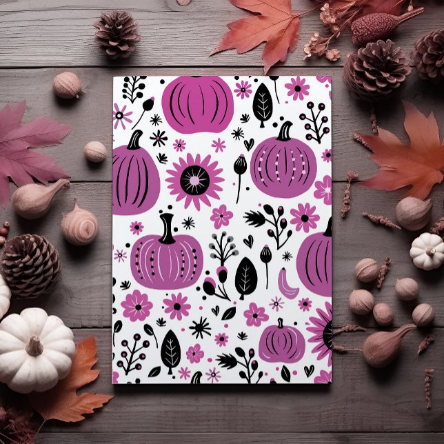 Invitación Calabaza morada y flores de otoño de Acción de Gra (Subido por el creador)