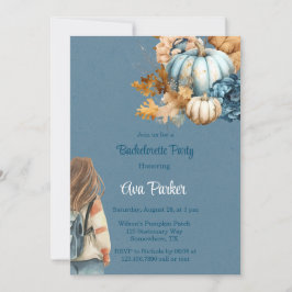 Invitación Calabaza Naranja azul Peony Bachelorette Party